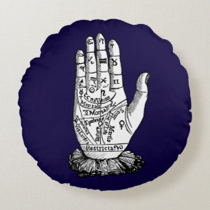 Palmistry Chart, 1885 Round Pillow