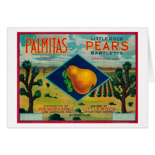 Palmitas Pear Crate Label Antelope Valley, CA (Devant horizontal)