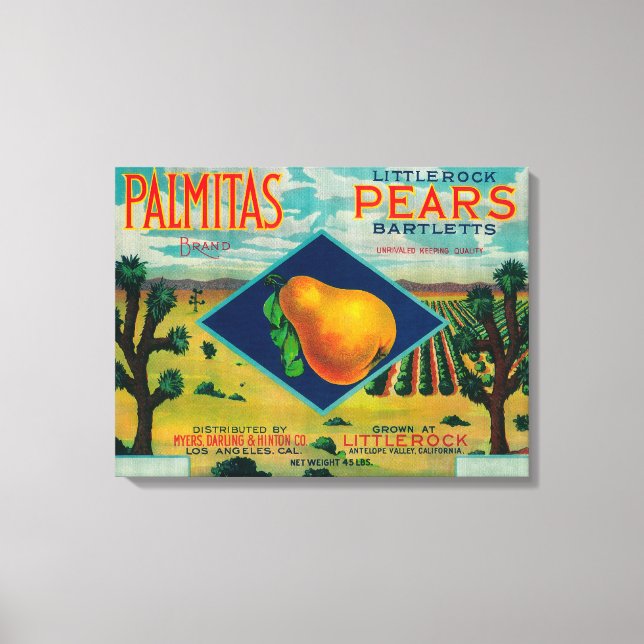Palmitas Pear Crate LabelAntelope Valley, CA Canvas Print (Front)