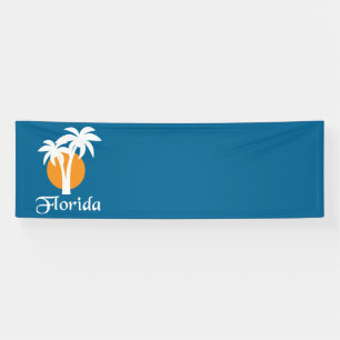 Palms and orange sun banner