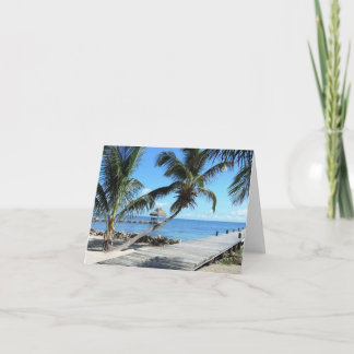 Palms and Pier in Belize Card