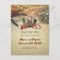 Palms and Pineapples Rustic Beach Save the Date
