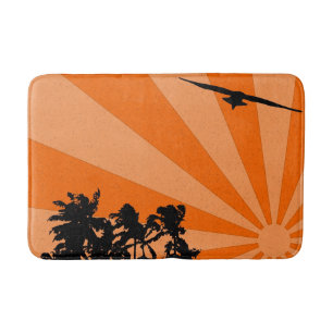 Palms and seagulls bath mat