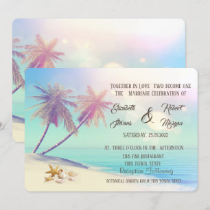 Palms Beach Seashells Wedding Invitation