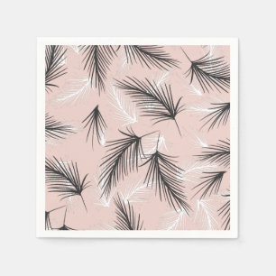 Palms Black White Earthy Tone Pink Napkin