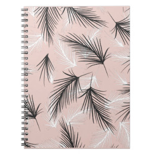 Palms Black White Earthy Tone Pink Notebook