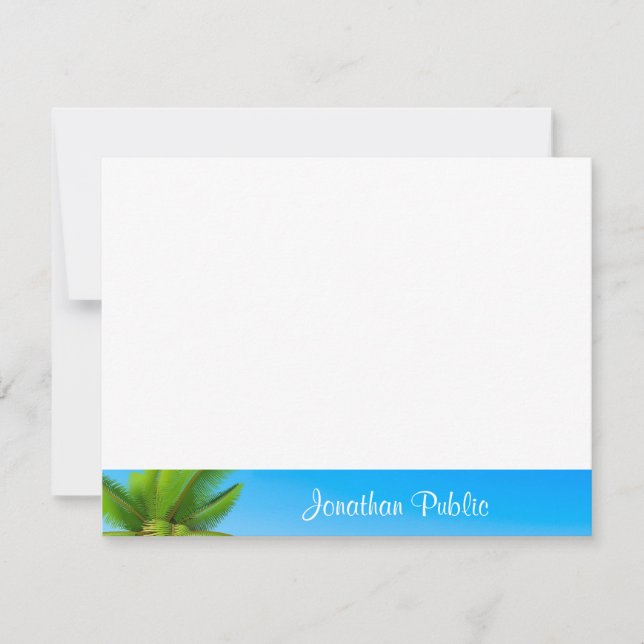 Palms Blue Sky White Clouds Handwritten Template (Front)