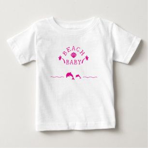 Palms & Dolphins Pink Beach Baby T-Shirt