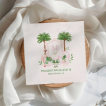 Palms Flamingo Monogram Crest Bachelorette 