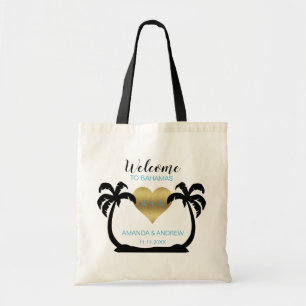 Palms Gold Heart Welcome Wedding Gift Tote Bag