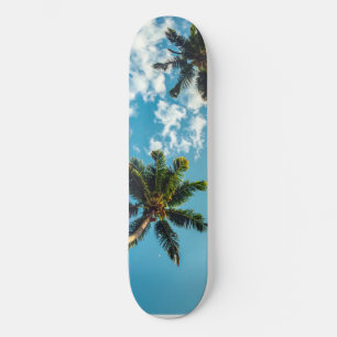 Palms on blue sky skateboard