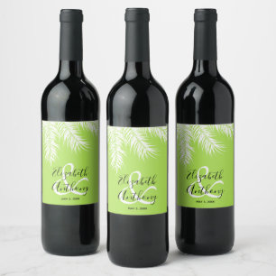 Palms on Lime Wedding Wine Label