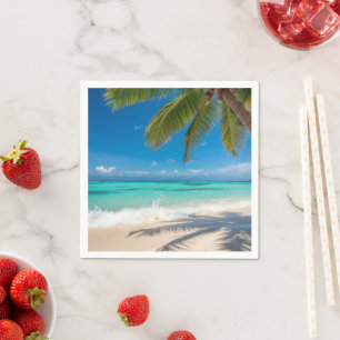 Palms Tropical Paradise Aqua Ocean Beach Vacation Napkin
