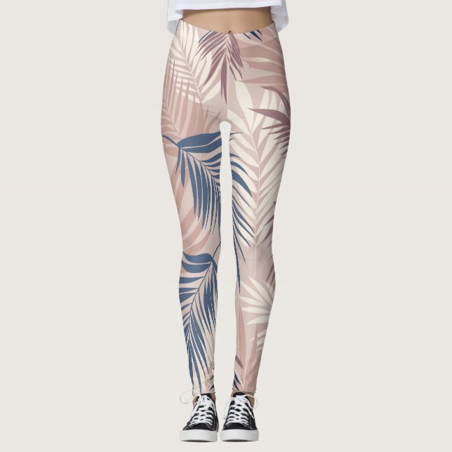 Palmscape: Tropical Motif Pattern Leggings (Front)