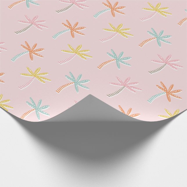 Palmtrees Cute Pink Wrapping Paper (Corner)