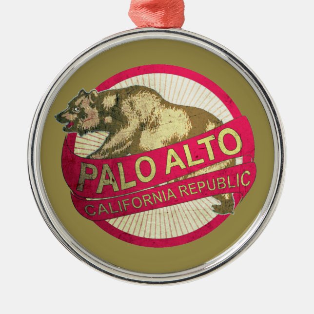 Palo Alto California bear holiday ornament (Front)