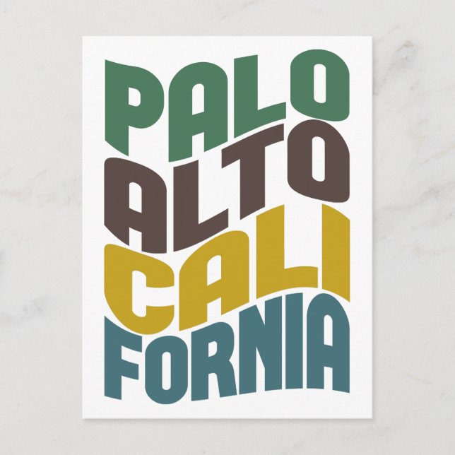 Palo Alto California Retro Wave Postcard (Front)