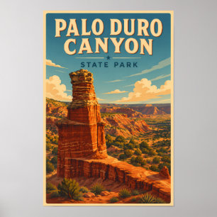 Palo Duro Canyon Texas Illustration Travel Art Poster