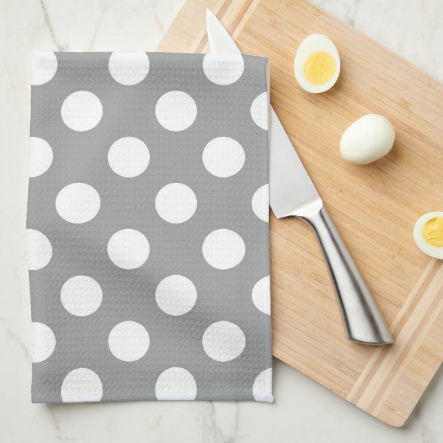 Paloma Grey and White Polka Dot Kitchen Towel (Quarter Fold)
