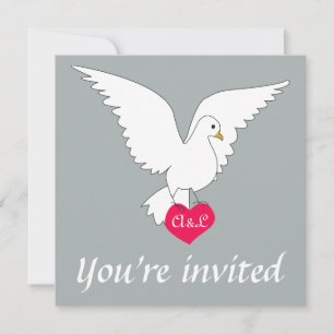 Paloma Grey Dove Wedding Invitation