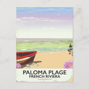 Paloma Plage, French Riviera travel poster Postcard