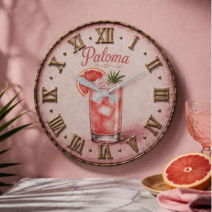 Paloma Tequila Cocktail Bar Decor Large Clock