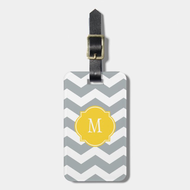 Paloma & White Chevron Monogram Luggage Tag (Front Vertical)