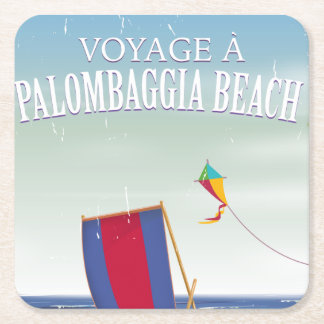 Palombaggia Beach, France travel poster Square Paper Coaster