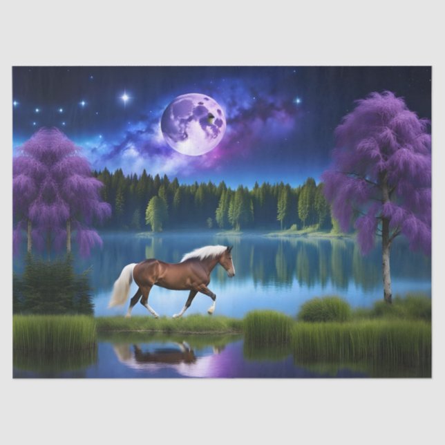 Palomino Belgian Horse under a Purple Sky Tissue Paper (Front)
