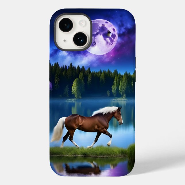 Palomino Belgian Horse under a Purple Starry Sky Case-Mate iPhone Case (Back)