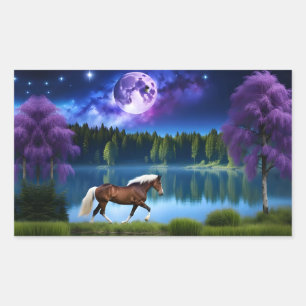 Palomino Belgian Horse under a Purple Starry Sky Sticker