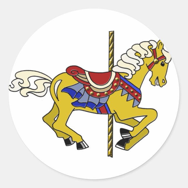 Palomino Carousel Horse Classic Round Sticker (Front)