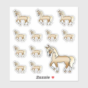 Palomino Cute Cartoon Trotting Horses