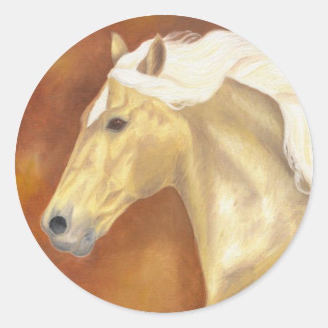 Palomino Galloping Classic Round Sticker (Front)