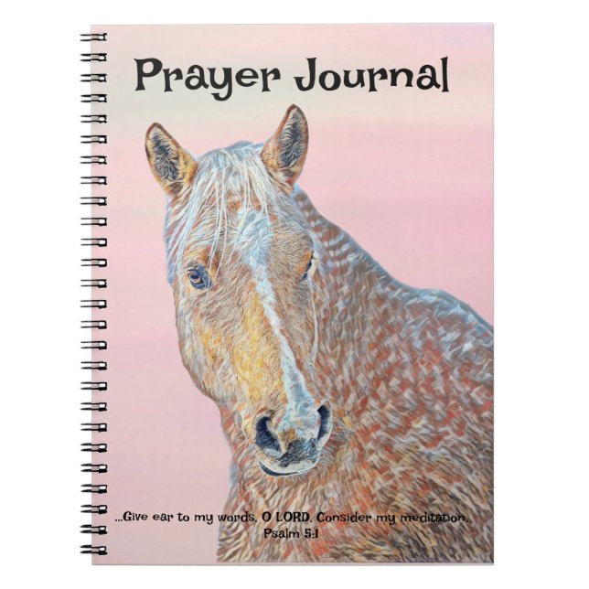 Palomino Horse Art Bible Verse Prayer Journal (Front)
