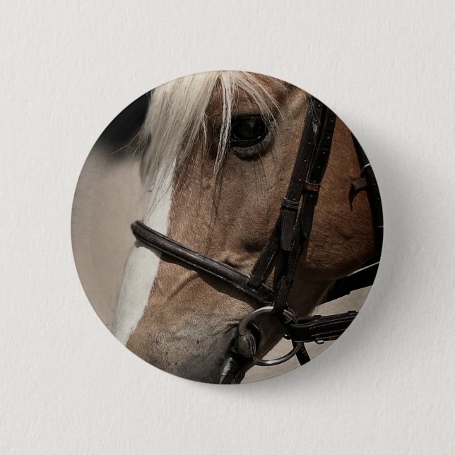 Palomino Horse in Bridle 2 Inch Round Button (Front)