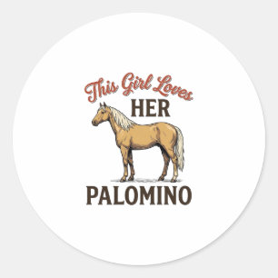 Palomino Horse Lover Vintage Engraving T-Shirt_1 Classic Round Sticker