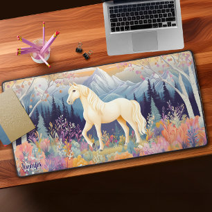 Palomino Horse Mountain Wildflowers Personalized Desk Mat