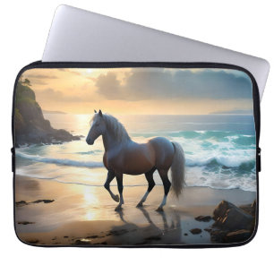 Palomino Horse On The Beach, Cube Pouffe Laptop Sleeve