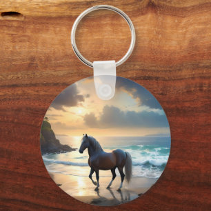 Palomino Horse On The Beach, Keychain
