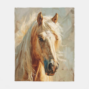 Palomino Horse Portrait Fleece Blanket