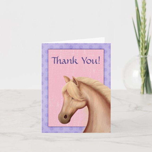 Palomino Horse Purple and Pink Thank You Cards (Front)