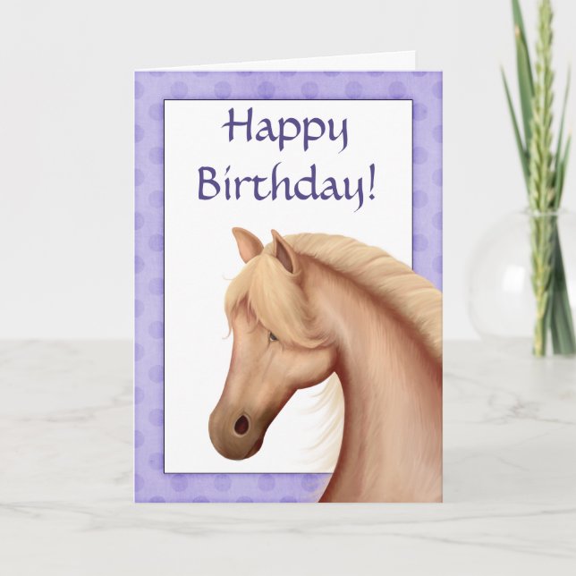 Palomino Horse Purple Bonne Carte Anniversaire (Devant)