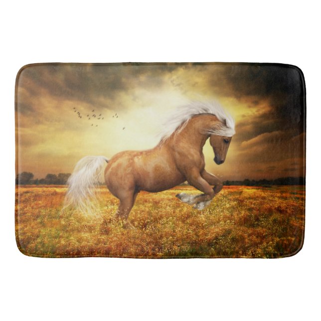 Palomino Horse rearing bath mat (Front)