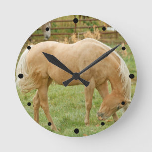 Palomino Horse Round Clock