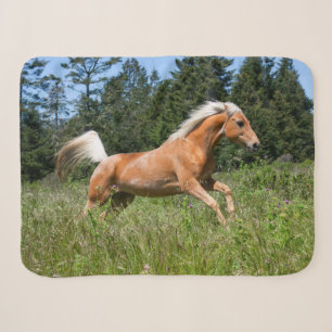 Palomino Horse Running through a Meadow Sherpa Blanket