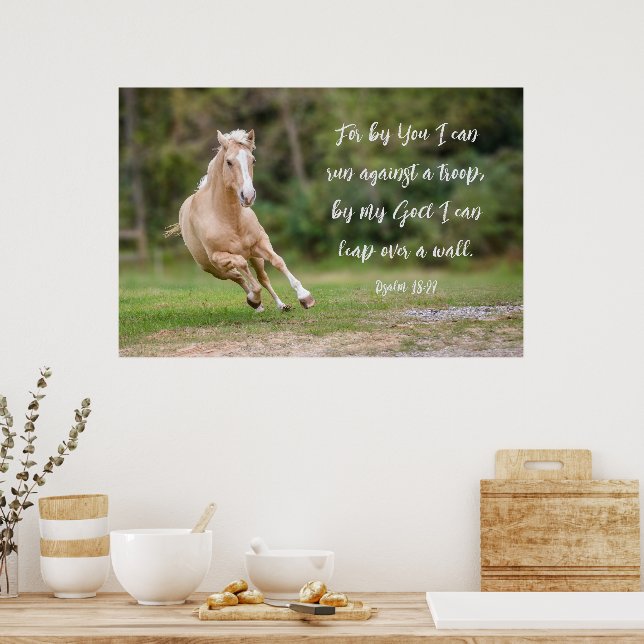 Palomino Horse Scripture Verse Run Against a Troop Poster (Kitchen)