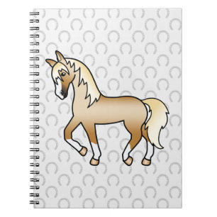 Palomino Horse Trotting Cartoon Drawing Cute Notebook