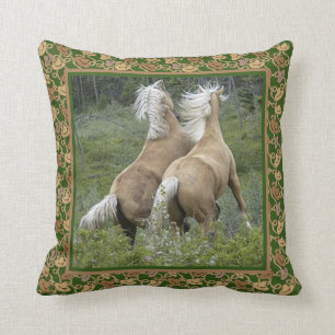 Palomino  Horses in Field Throw Pillow