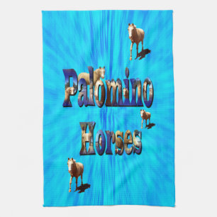 Palomino Horses On Blue, Kitchen Towel
